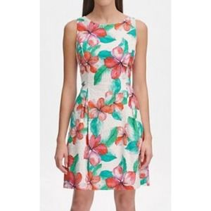 Tommy Hilfiger Eyelet Hibiscus Fit and Flare Dress